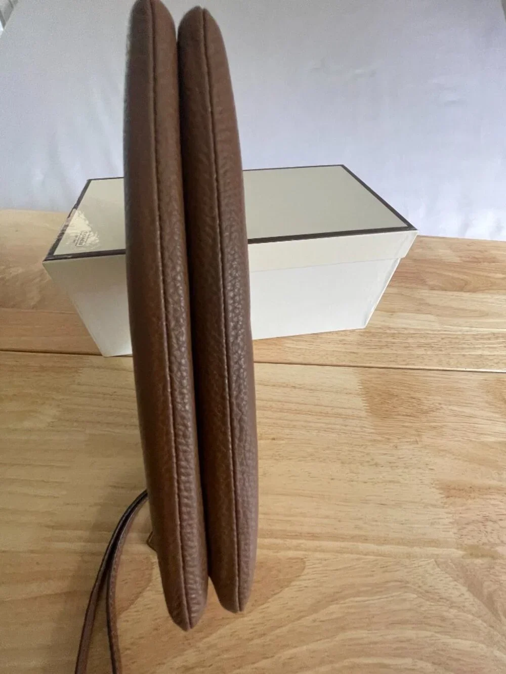 Coach Brown Pebble Leather Double Zip Wristlet Wallet F87587
